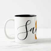 Gold 'S'-monogram met persoonlijke naam Tweekleurige Koffiemok (Links)