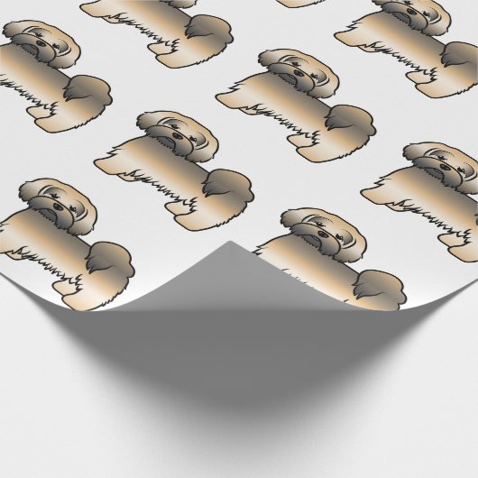 Gold Sable Lhasa Apso Cartoon Dog Patroon Cadeaupapier (Hoek)