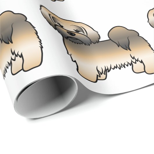 Gold Sable Lhasa Apso Cartoon Dog Patroon Cadeaupapier (Rol Hoek)