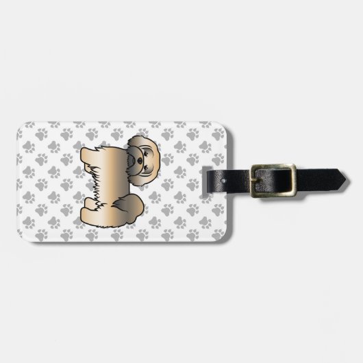 Gold Sable Lhasa Apso Cute Dog & Custom Text Bagagelabel (Voorkant horizontaal)