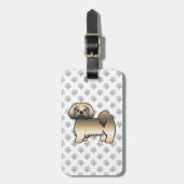 Gold Sable Lhasa Apso Cute Dog & Custom Text Bagagelabel (Voorkant verticaal)