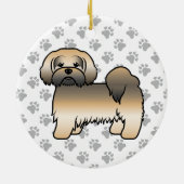 Gold Sable Lhasa Apso Cute Dog Keramisch Ornament (Achterkant)