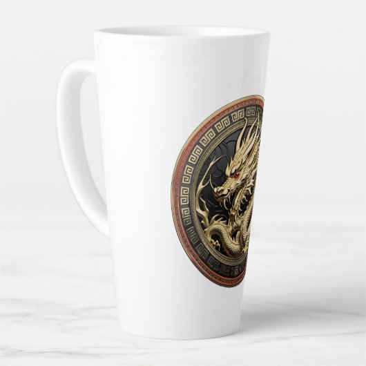 Gold Sacred Eastern Dragon Medallion Latte Mok (Linkerhoek)