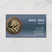 Gold Sacred Eastern Dragon Medallion on Red Velvet Visitekaartje (Achterkant)