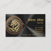 Gold Sacred Eastern Dragon Medallion on Red Velvet Visitekaartje (Achterkant)