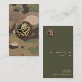 Gold Sacred Eastern Dragon Medallion on Red Velvet Visitekaartje