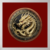 Gold Sacred Eastern Dragon Medallion Poster (Voorkant)