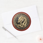 Gold Sacred Eastern Dragon Medallion Ronde Sticker (Envelop)