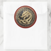 Gold Sacred Eastern Dragon Medallion Ronde Sticker (Tas)