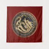 Gold Sacred Eastern Dragon Medallion Wandkleed (Voorkant (horizontaal))