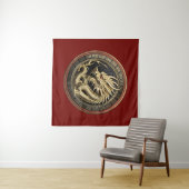 Gold Sacred Eastern Dragon Medallion Wandkleed (In Situ (horizontaal))
