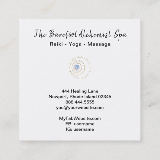 *~* Gold Sacred Geometry Luna Lunar Moon Boho Vierkante Visitekaartje (Achterkant)