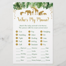 Gold Safari Animal Baby Match Game