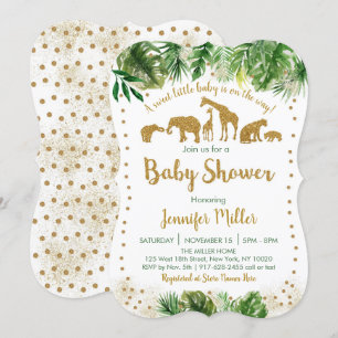 Gold Safari Animal Baby shower Die Cut Kaart