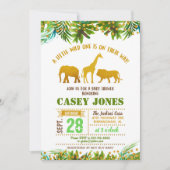 Gold Safari Animal Baby shower Invitation Kaart (Voorkant)