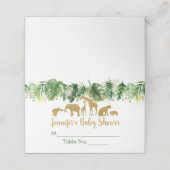 Gold Safari Animal Baby shower Plaatskaartje (Buitenkant ongevouwen)