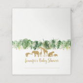 Gold Safari Animal Baby shower Plaatskaartje (Buitenkant ongevouwen)