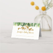 Gold Safari Animal Baby shower Plaatskaartje (Voorkant)