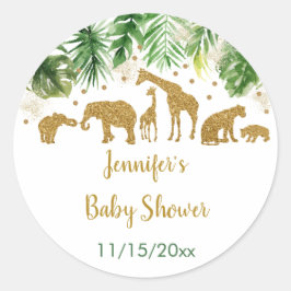 Gold Safari Animal Baby shower Ronde Sticker