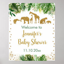 Gold Safari Animal Baby shower Welkom Poster
