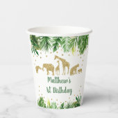 Gold Safari Animal Greenery Birthday Papieren Bekers (Achterkant)