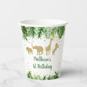 Gold Safari Animal Greenery Birthday Papieren Bekers (Voorkant)
