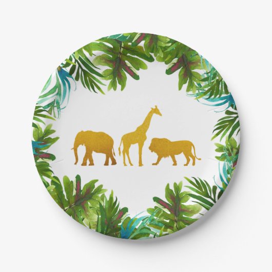 Gold Safari Animal Party Bord (Voorkant)
