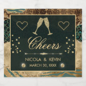 Gold Safari Animal Print Glitter Agate Wedding Sparkling Wijnetiket (Enkel label)