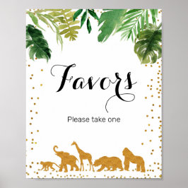 Gold safari Animal Waterverf Favor Sign Poster