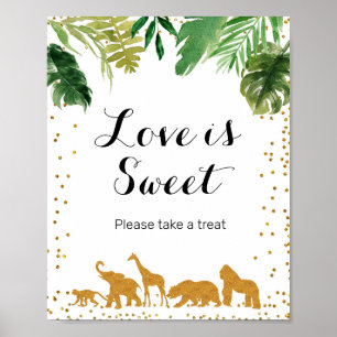 Gold safari Animal Waterverf Love is Sweet Sign Poster