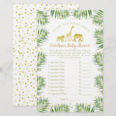 Gold Safari Animals Baby shower raad prijsspel (Voorkant / Achterkant)