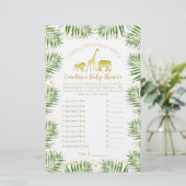Gold Safari Animals Baby shower raad prijsspel (Staand voorkant)