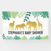 Gold Safari Animals Oerwoud Baby shower Spandoek (Horizontaal)