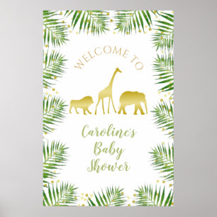 Gold Safari Baby shower Decor Large Welcome Sign Poster