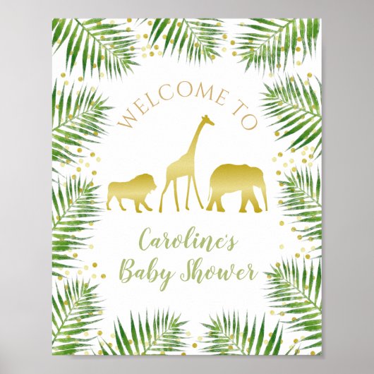 Gold Safari Baby shower Decor Welcome Sign. Poster (Voorkant)