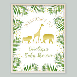 Gold Safari Baby shower Decor Welcome Sign. Poster