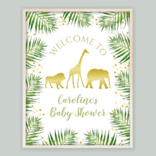 Gold Safari Baby shower Decor Welcome Sign. Poster