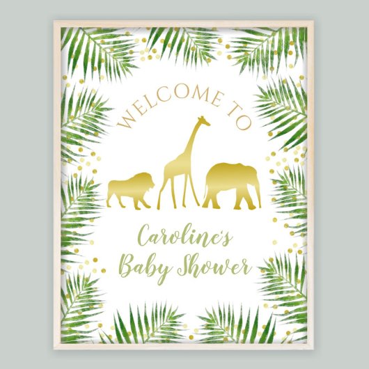Gold Safari Baby shower Decor Welcome Sign. Poster