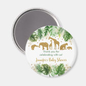 Gold Safari Baby shower Favor Magneet (Voorkant / Achterkant)