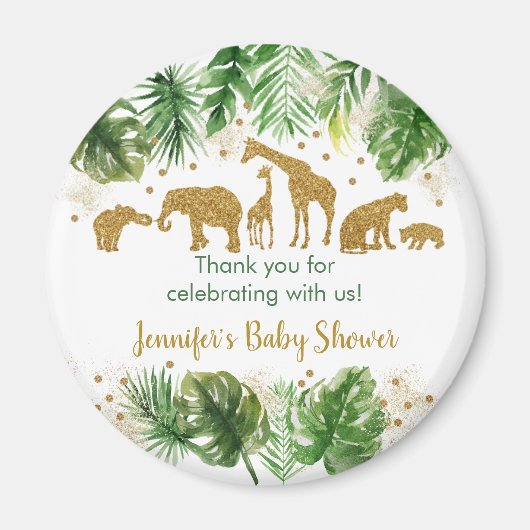 Gold Safari Baby shower Favor Magneet (Voorkant)
