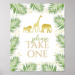 Gold Safari Baby shower Favors Neem één teken Poster