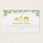 Gold Safari Baby shower raad eens hoeveel gamekaar Visitekaartje (Voorkant)