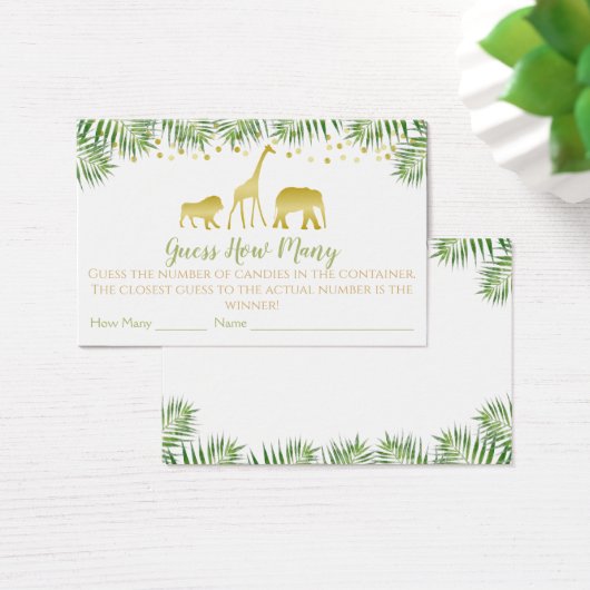 Gold Safari Baby shower raad eens hoeveel gamekaar Visitekaartje (Bureau)