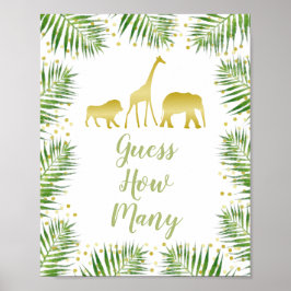 Gold Safari Baby shower raad eens hoeveel spelletj Poster