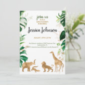 Gold Safari Baby shower Uitnodiging (Staand voorkant)