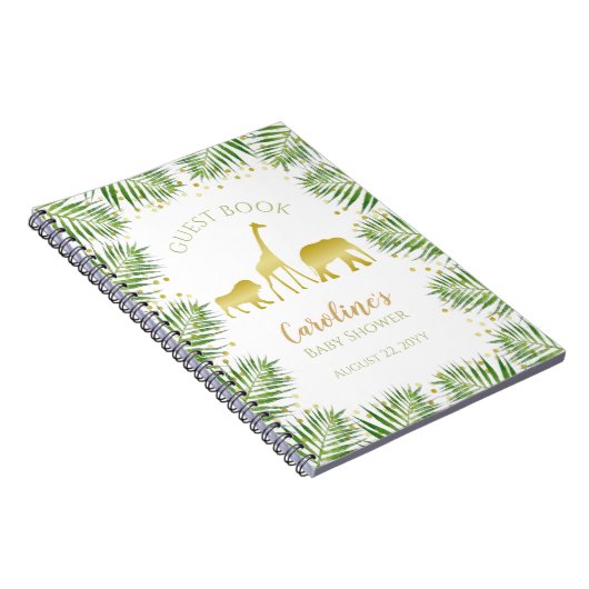 Gold Safari Dieren Baby shower Gastenboek Notitieboek (Rechterzijde)