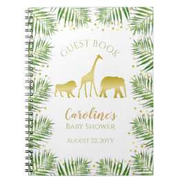 Gold Safari Dieren Baby shower Gastenboek Notitieboek