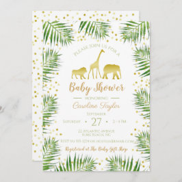 Gold Safari Dieren Baby shower Kaart