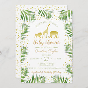 Gold Safari Dieren Baby shower Kaart