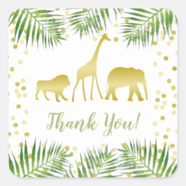Gold Safari Dieren Baby shower Vierkante Sticker